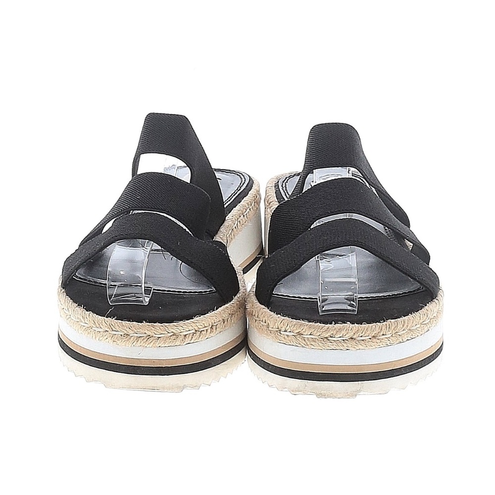 Steve Madden Lancey Platform Espadrille Sandals Black Stretch Slip On Size 9
